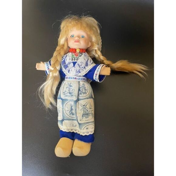 Dutch Holland Porcelain Collectible 11” Doll Blonde pigtail Traditional Dutch - Picture 4 of 6